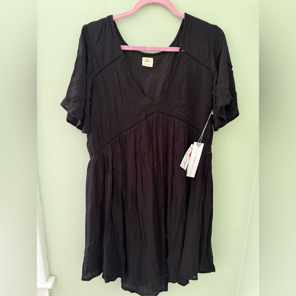 O'Neill Classic Black V-Neck Bathing Suit Cover Up Size L